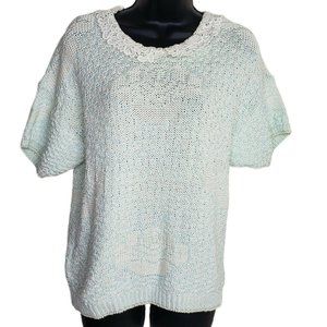 Across America Knit Maven Womens Sweater Blue Gree
